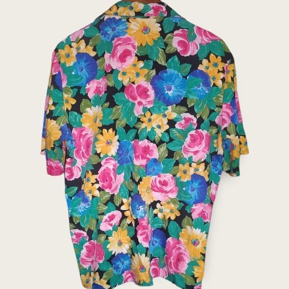 Vintage 1980s Intriguing Threads Floral Print Button Down - Picture 2 of 5